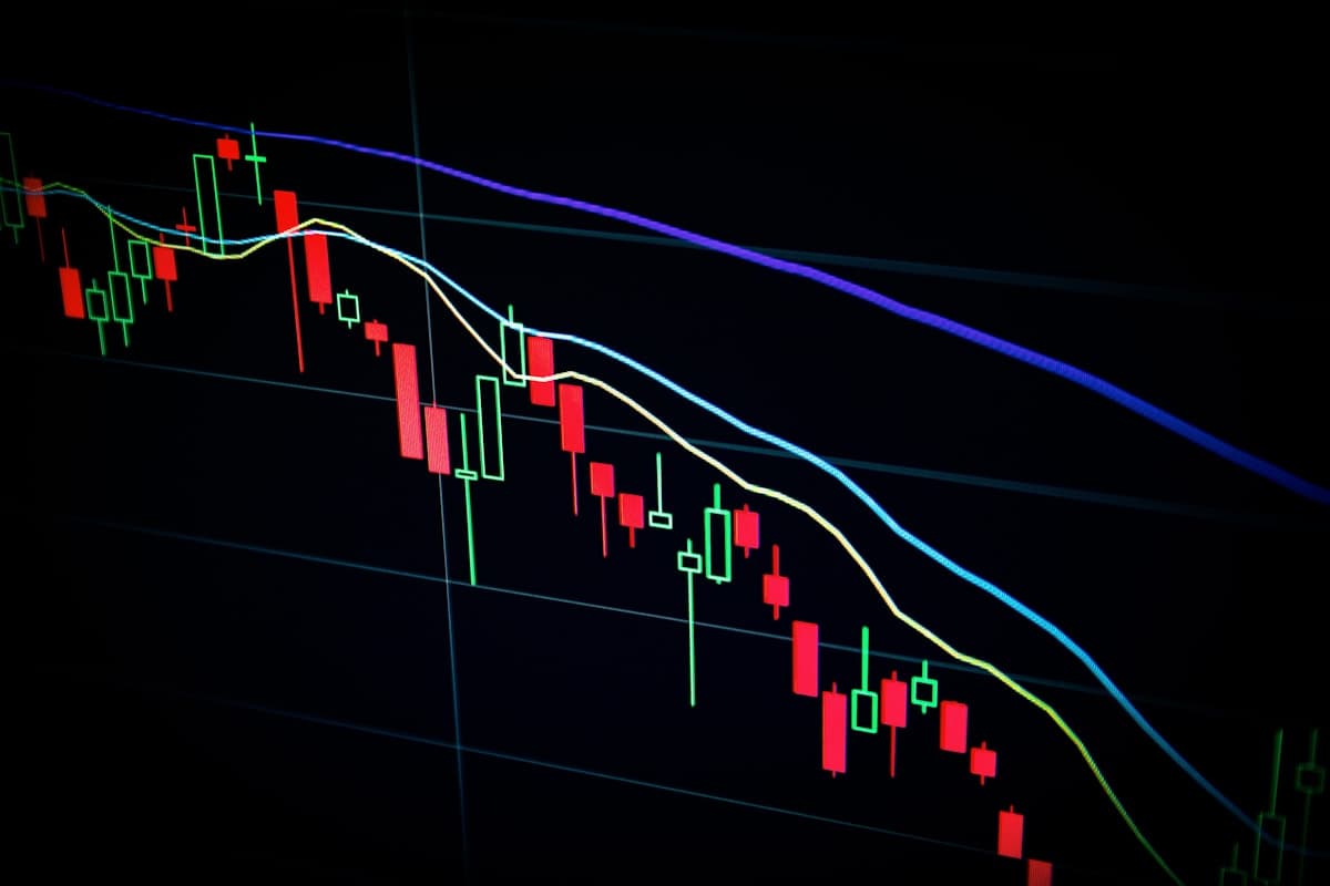 Financial chart on a dark display